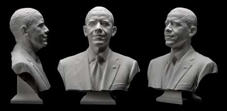 Three images of Obama bust