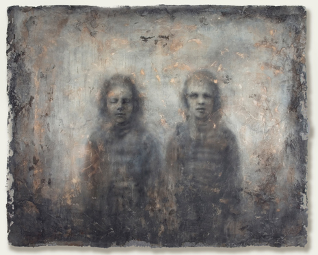 Painting of blurry figures standing together
