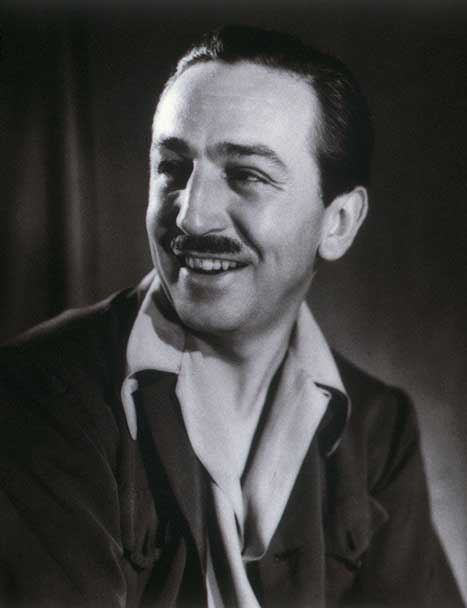 Black and white photo of Walt Disney smiling