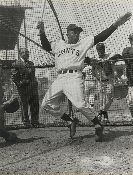 Mays Black and white photo of Willie Mays in batters box