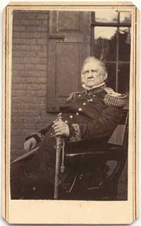 Photograph portrait of Winfield Scott in uniform, with sword. He is sitting down.