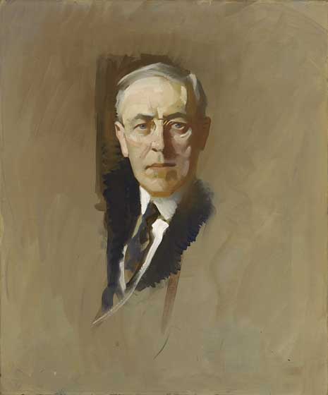 Portrait of Woodrow Wilson, head torso and tie