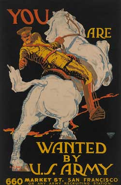 Poster of soldier on a bucking white horse