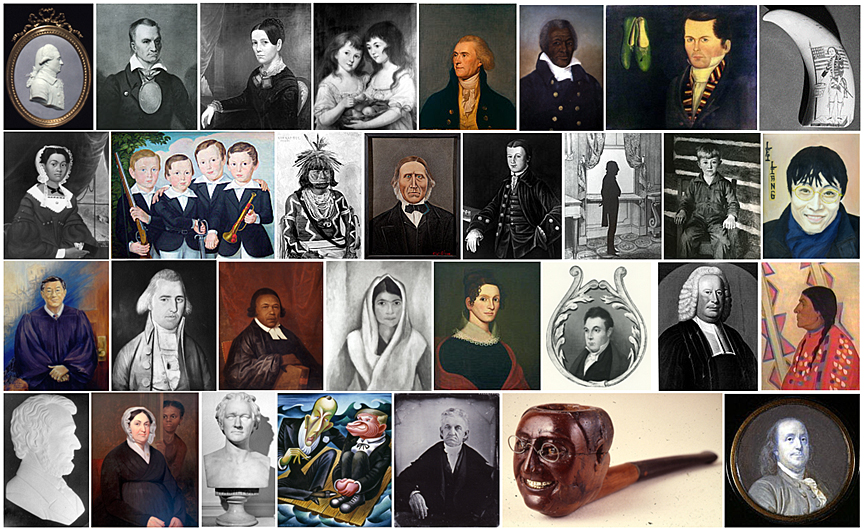 many small thumbnail portraits from different timeperiods