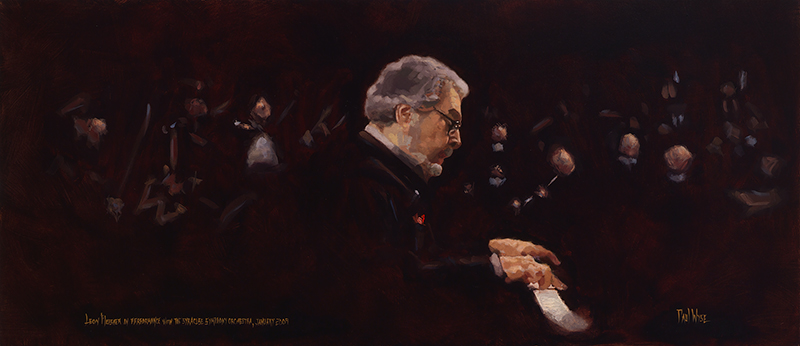 painting of a man playing piano