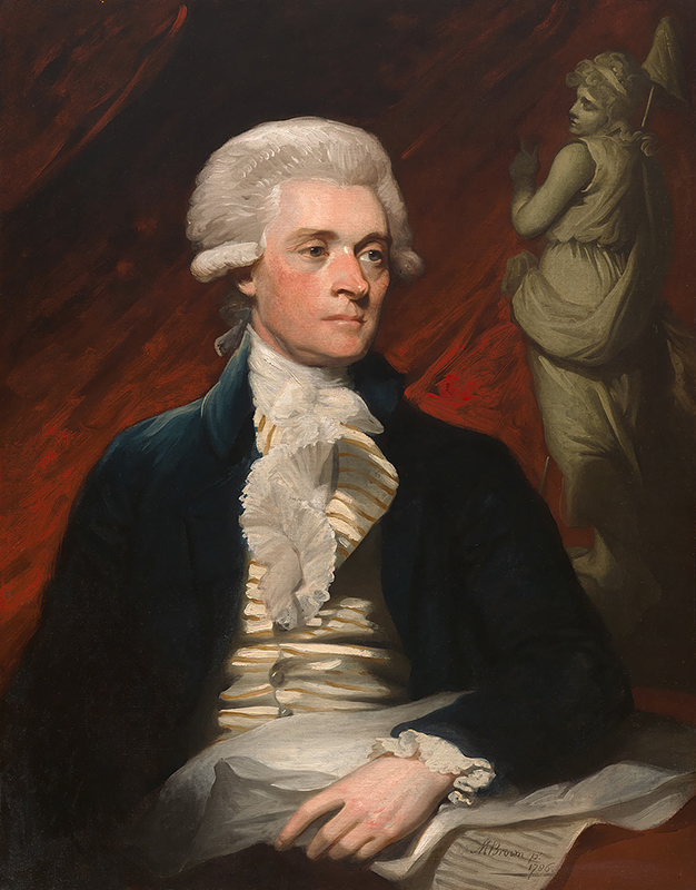 Jefferson in a powdered wig and formal clothes