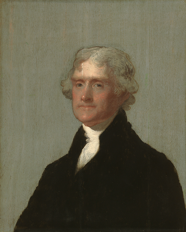 Thomas Jefferson in a black suit