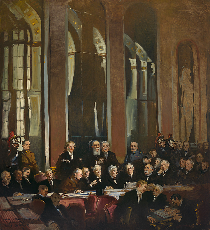 Group of well dressed men in a formal chamber