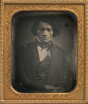 Daguerreotype of a young Black man in a gold frame