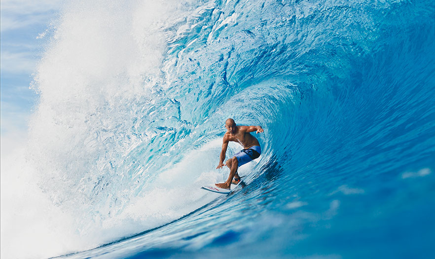 Man surfing a large wave