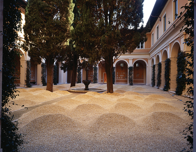 Italian courtyard filled with sand