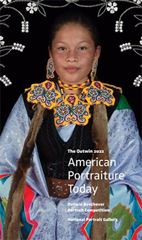 colorful portrait of a Young Native American woman in silks and a beaded collar