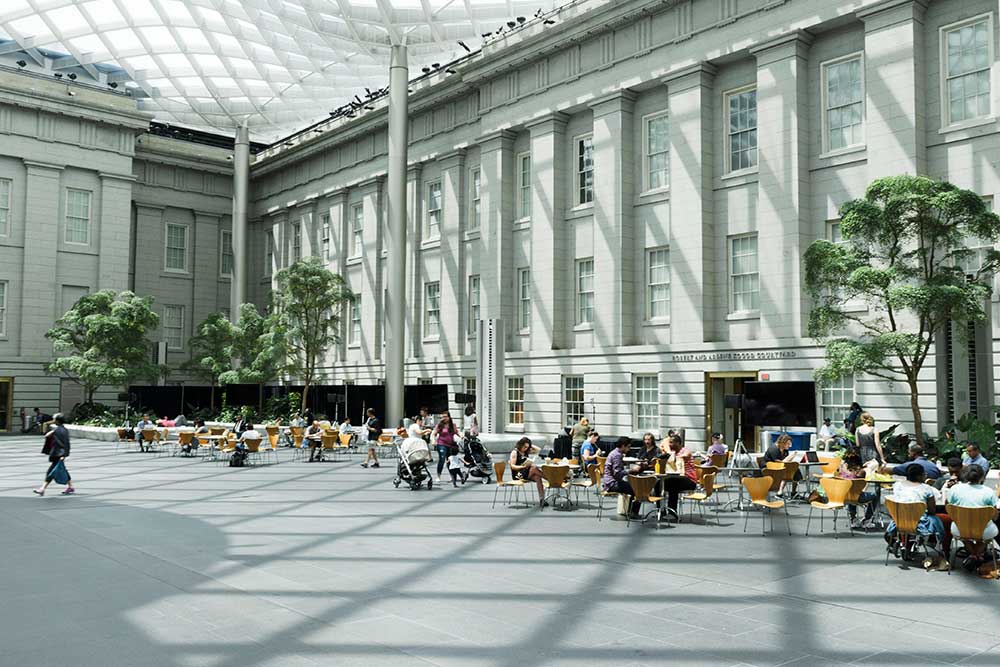 View of the Kogod Courtyard in the daylight