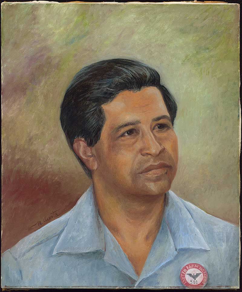 Painted portrait of Cesar Chavez
