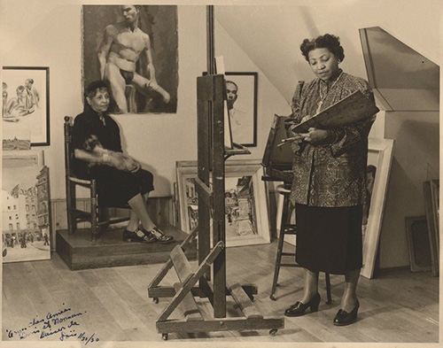 African American artist at her easel