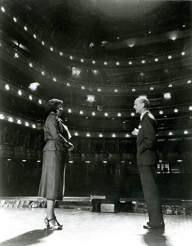 Marian Anderson and Sir Rudolf Bing at the Metropolitan Opera House