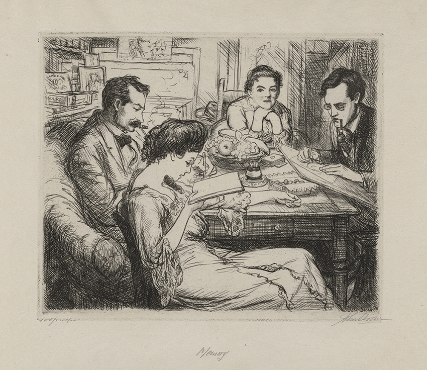two couples reading and drawing