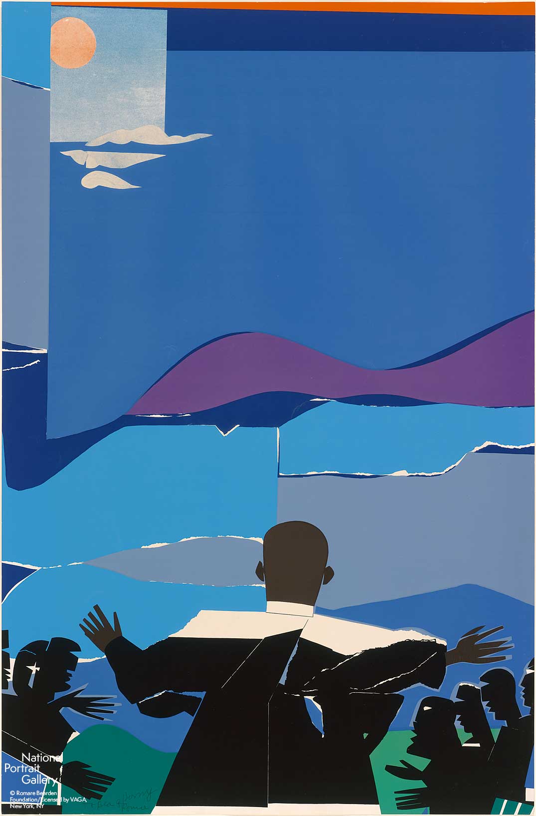 A colorful collage of silhouettes of people