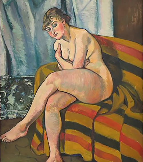 painting of a nude woman on a couch