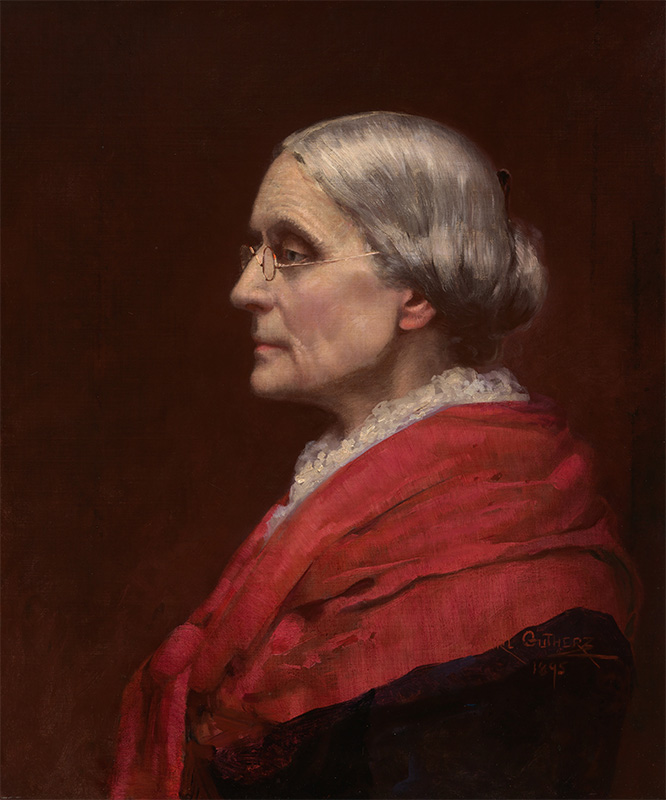 left-facing portrait of an older woman with a red shawl