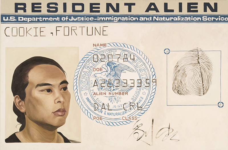 painting of the artist's identification card