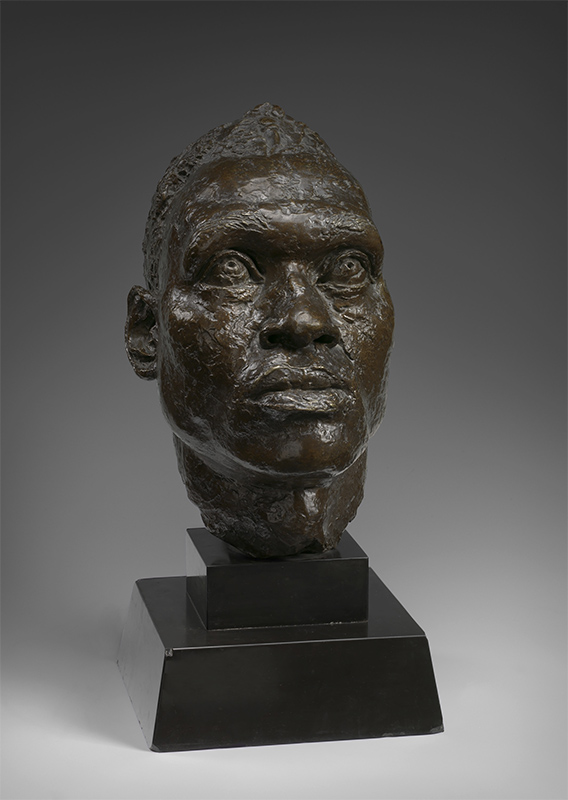 head-view bronze portrait of a Black man