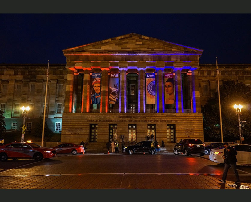 National Portrait Gallery lit for a formal occasion