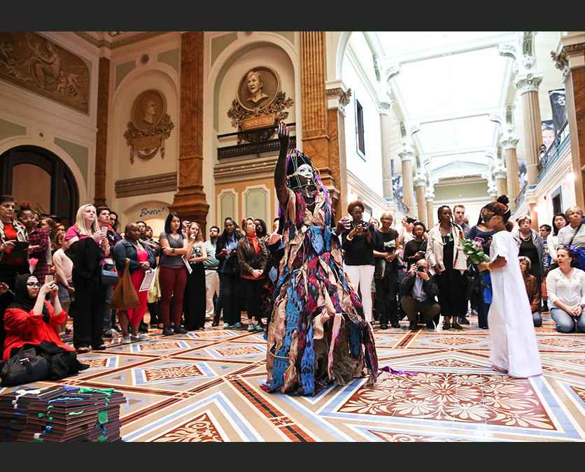 Performance artist in the Great Hall