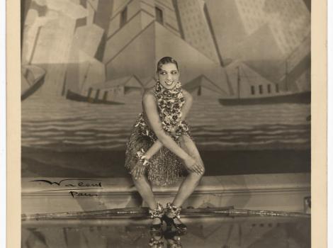 Photo of a modern dancer on a stage in the 1920s