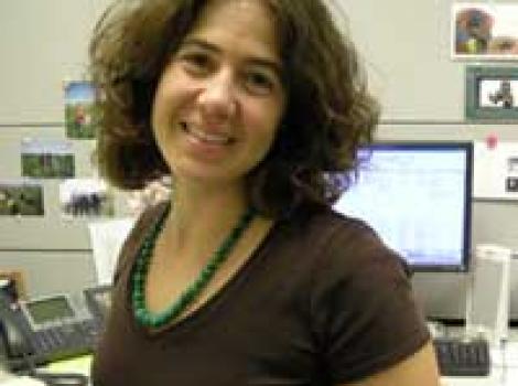 Amy Baskette in her cubicle