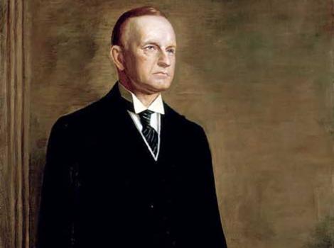 Painted portrait of Calvin Coolidge
