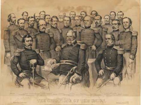 Lithograph group portrait of Union generals and military leaders