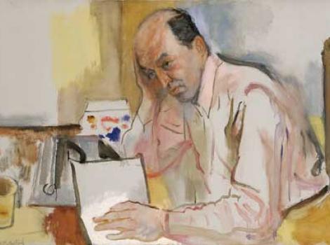 Painted portrait of Clement Greenberg