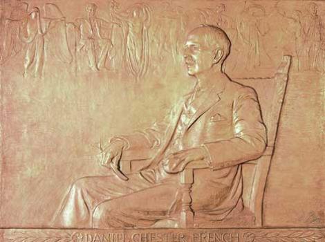 Bronze relief portrait of Daniel Chester French