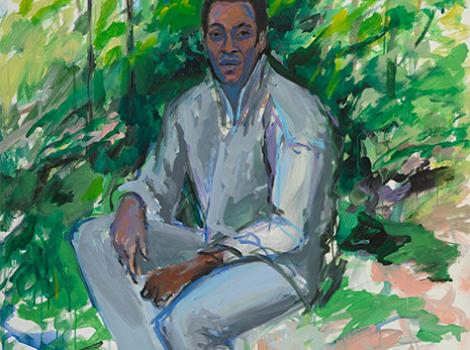 Painted abstract portrait of Pele
