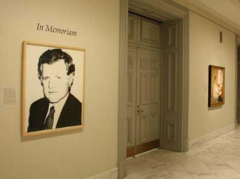 Portrait of Edward Kennedy on the museum walls