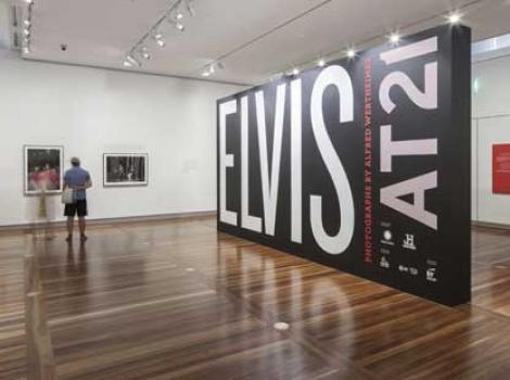View of Elvis at 21 exhibition, in the museum galleries