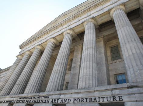 Columns at museum entrance