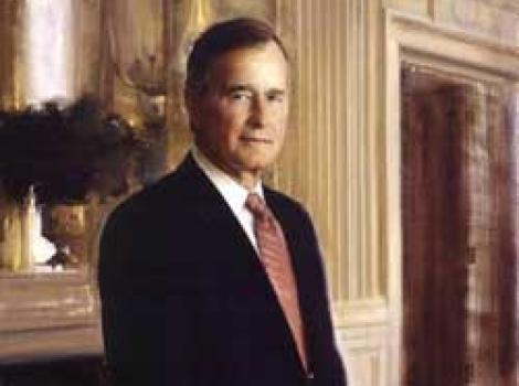 Painted portrait of George H. W. Bush