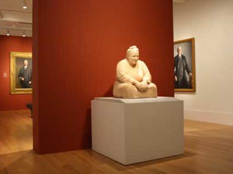Gertrude Stein scultpure on display in the museum's galleries