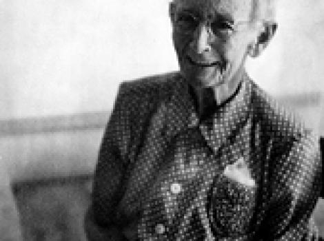 Black and white photo of Grandma Moses