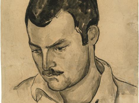 Portrait drawing of Ernest Hemmingway