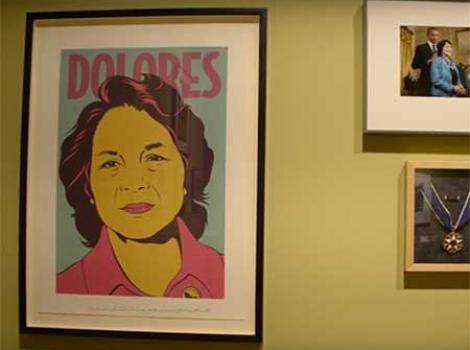 Dolores Huerta poster on exhibit