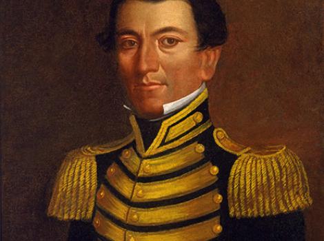 Painted portrait of Juan Nepomuceno Seguín in military uniform