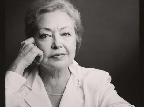 Black and white photo of Mathilde Krim