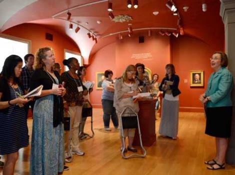 Teachers touring the museum galleries
