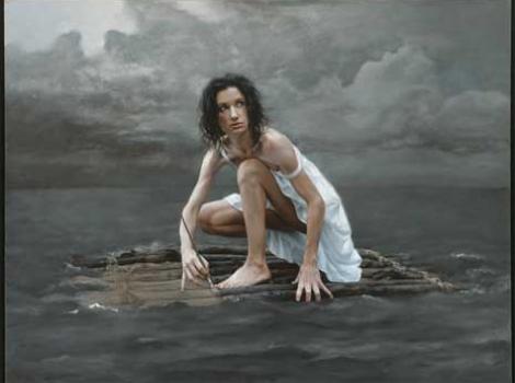 Self portrait "Life Raft" by Katie O' Hagan