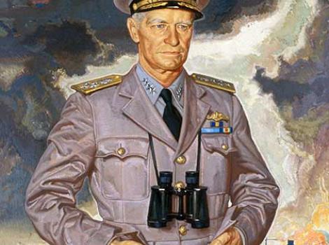 Painted portrait of Admiral Nimitz