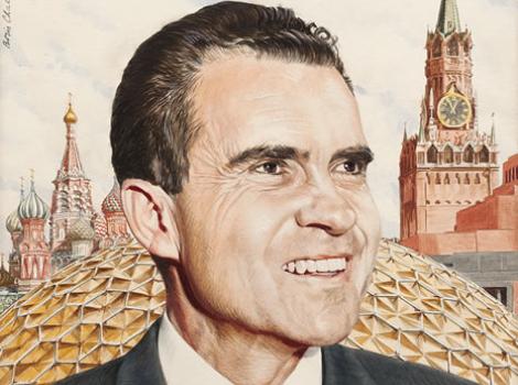Painted portrait of Richard Nixon in Soviet Union