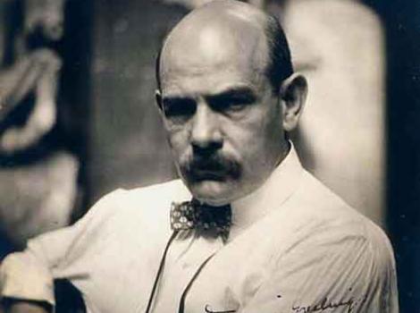 Black and white photo Gutzon Borglum, in bowtie